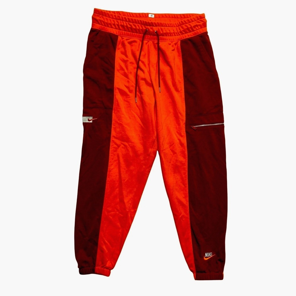 Nike Jogger Sweatpants Mens Size Large Orange Brown Color Block Cargo